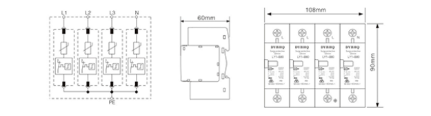 LY1-B80電涌保護(hù)器結(jié)構(gòu)尺寸